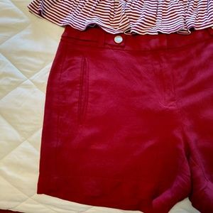 WHBM Linen Blend Cranberry Red Shorts